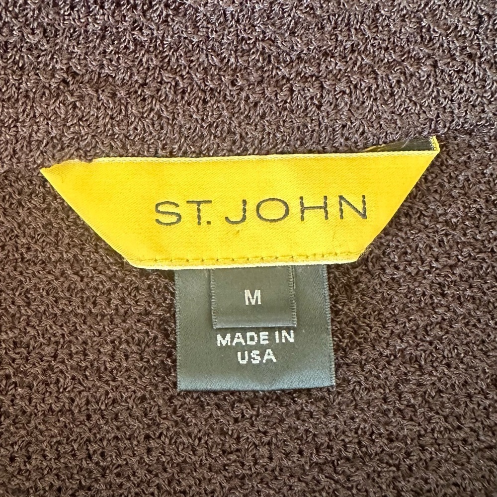 St. John Black Knit Zip Up Jacket with Gold Hardware size M made in USA - Picture 8 of 11